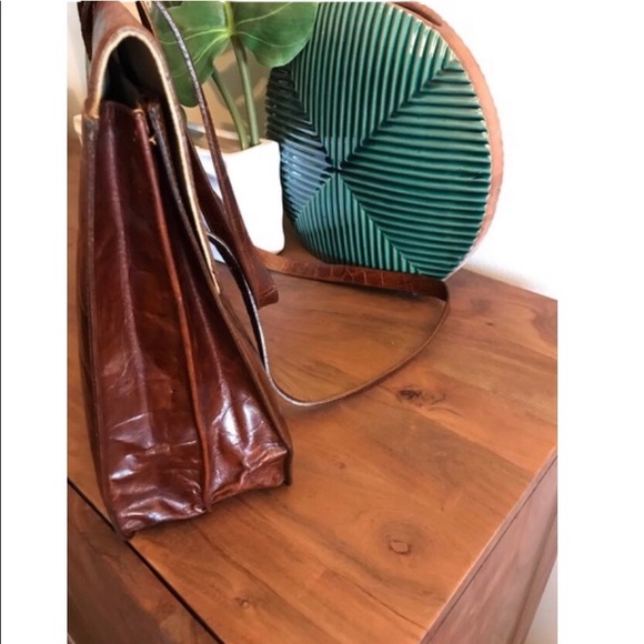 Furla Leather Moc Croc Briefcase / Laptop Case - Picture 6 of 12